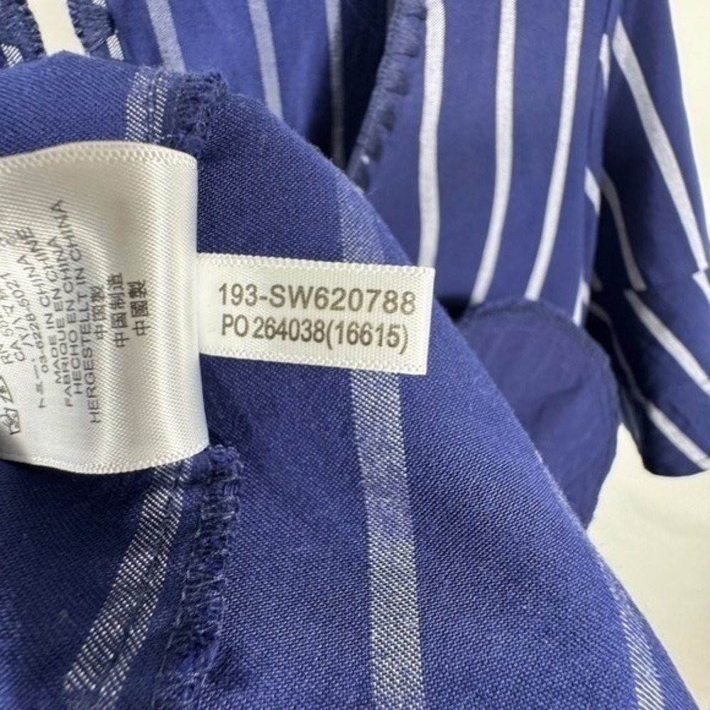 Tommy Bahama Dress M Medium Blue White Vista Stripe V Neck Flutter Sleeve Casual - Picture 6 of 16
